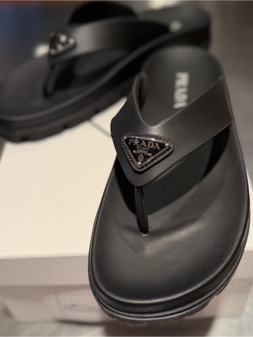 PRADA Rubber Thong Sandals / Black / Size EU 39 - Picture 8 of 16